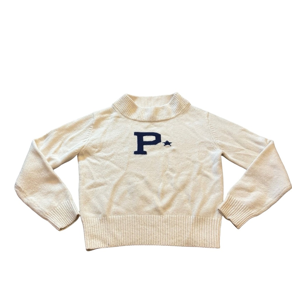 Polo Ralph Lauren Wool Cashmere Mock Neck‎ P Star Logo Sweater Cream Medium
